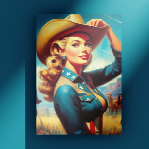 Vintage-Rodeo-Pin-up Postkarte
