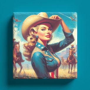 Vintage-Rodeo-Pin-up Steinuntersetzer