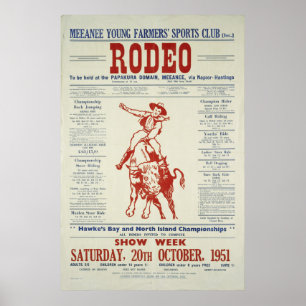 Vintage-Rodeo-Plakat Neuseeland Poster