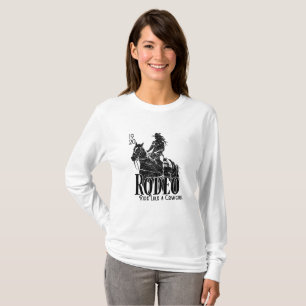 Vintage Rodeo Stimmung – Schwarze und Weiße Cowgir T-Shirt