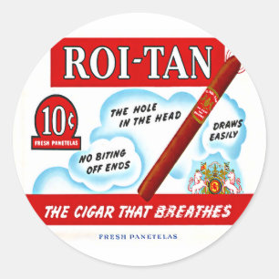 Vintage ROI-TAN Cigra Kasten-Kunst Runder Aufkleber