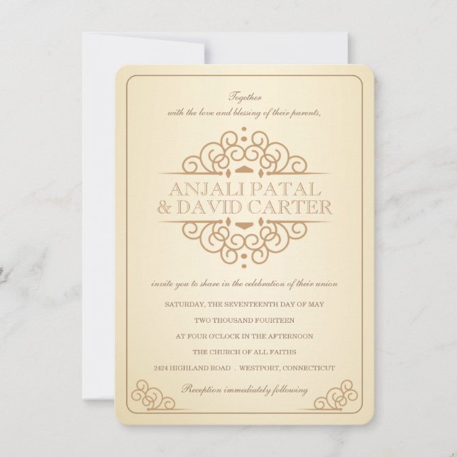 Vintage Rolle-zeitgenössische lässige Hochzeit Einladung (Vorderseite)