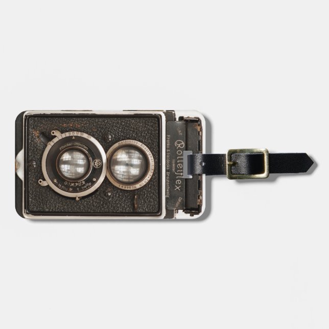 Vintage Rolleiflex Doppellinsekamera Gepäckanhänger (Vorderseite horizontal)