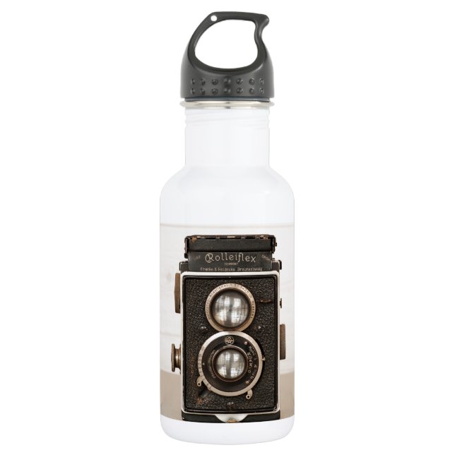 Vintage Rolleiflex Doppellinsekamera Trinkflasche (Vorderseite)