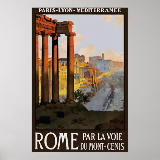 Vintage Rom Reiseplakat Druck, Paris Lyon Poster