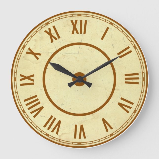 Vintage Roman Numerals Clock Große Wanduhr (Vorderseite)