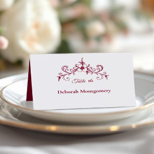 Vintage Romance Bourgogne Floral Mariage Carte Pla