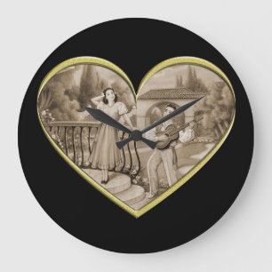 Vintage Romance Paar, Mann und Frau Liebe Große Wanduhr