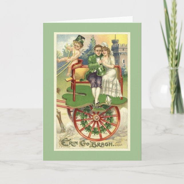 Vintage Romance St Patrick Tagesgruß-Karte Karte (Vorderseite)