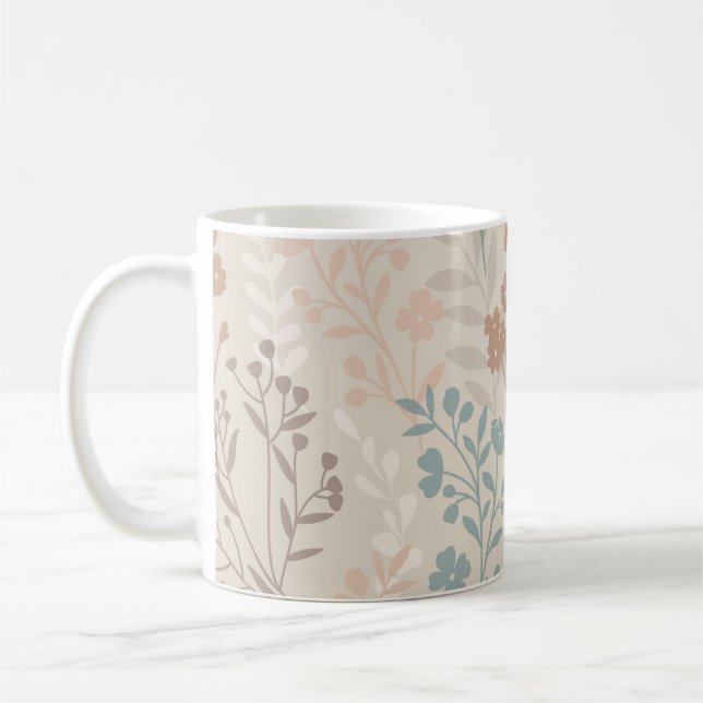 Vintage romanische Blume Bläsernahes Muster Kaffeetasse (Links)