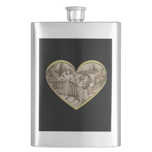 Vintage romanische Ehepaare, Liebe von Mann und Fr Flachmann