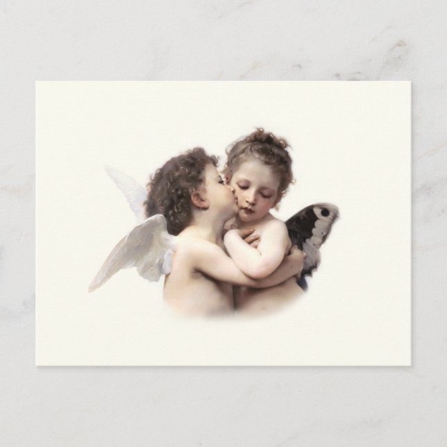 Vintage Romantik First Kiss Cupid und Psyche Postkarte (Vorderseite)