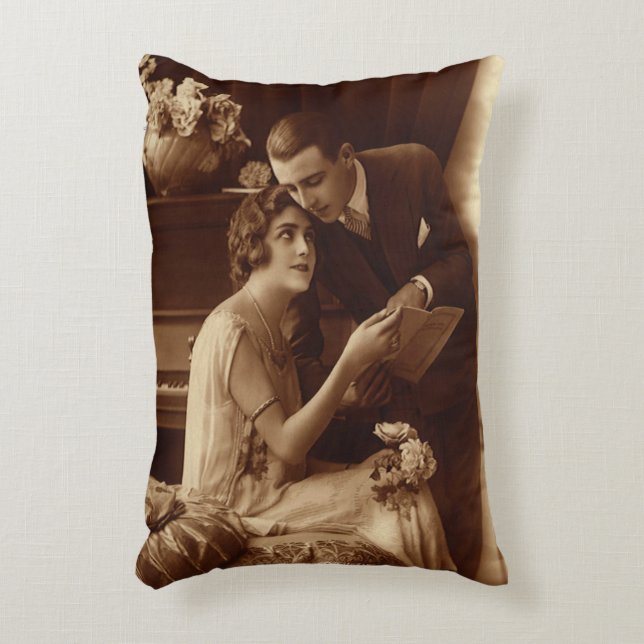 Vintage Romantik, Liebe und Romantik Liebhaber Dekokissen (Vorderseite(Vertikal))