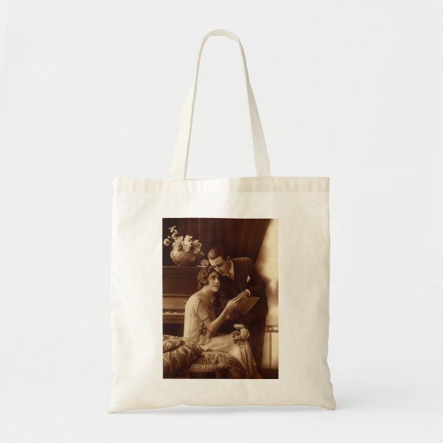 Vintage Romantik, Liebe und Romantik Liebhaber Tragetasche (Vorne)