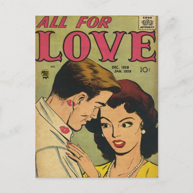 Vintage Romantik Postkarte (Vorderseite)