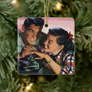 Vintage Romantik, Schulliebe in der Liebe Keramikornament