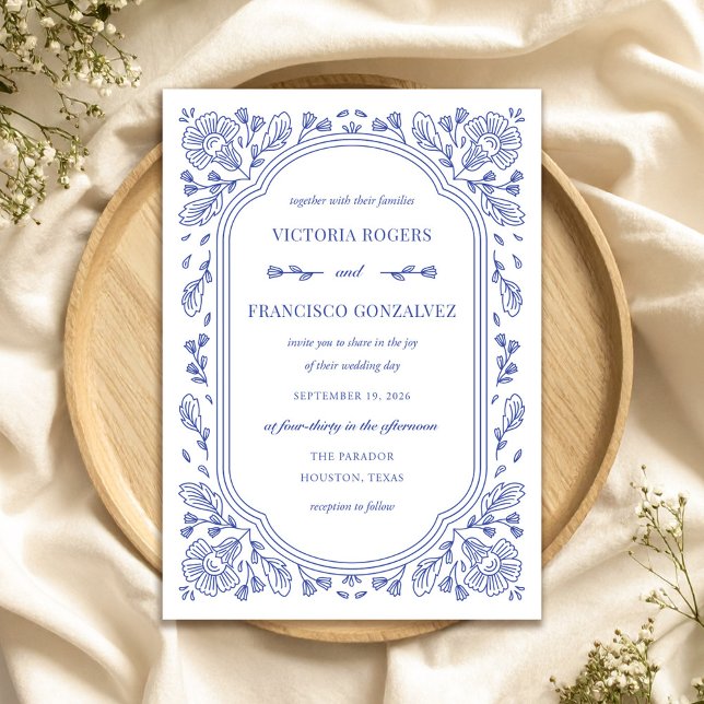 Vintage romantische Blumenzelleneinladung Einladung (Vintage Romance Floral Wedding Invitation by Fiesta Valley Print)