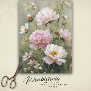 Vintage Romantische Florale Pastellrosa-Decoupage Seidenpapier