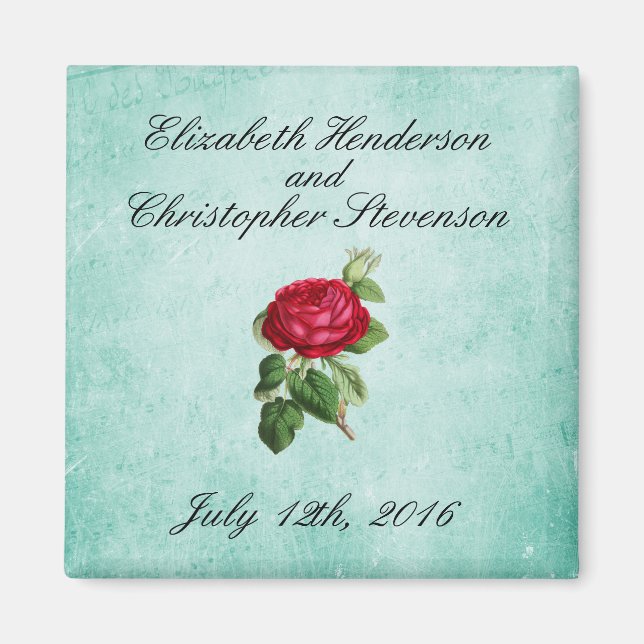 Vintage romantische Hochzeit der Rote Rose Magnet (Vorne)