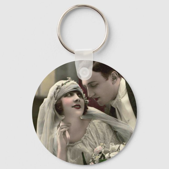Vintage romantische Hochzeit Schlüsselanhänger (Vorderseite)