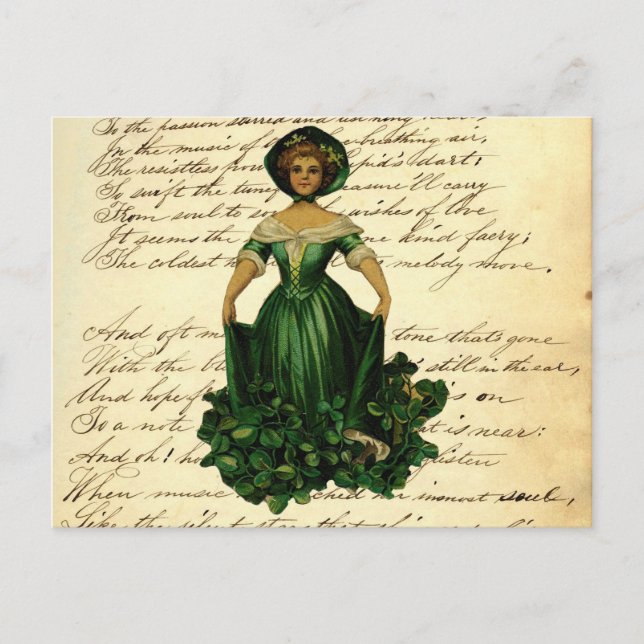 Vintage romantische irische Kleiderdlerin Postkarte (Vorderseite)
