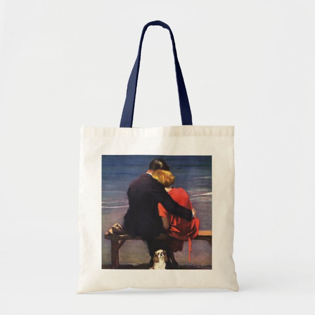 Vintage romantische Liebe, Romantik am Strand Tragetasche (Vorne)