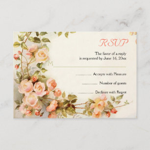 Vintage romantische Malerei von Rose Hochzeit RSVP Karte
