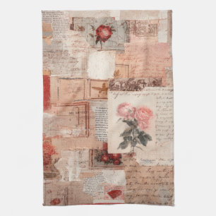 Vintage Romantische Rose Collage (2) Geschirrtuch