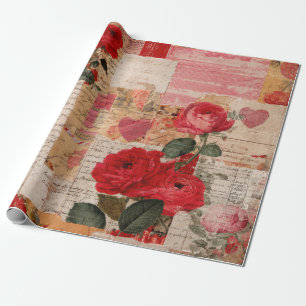 Vintage Romantische Rose Collage (6) Geschenkpapier