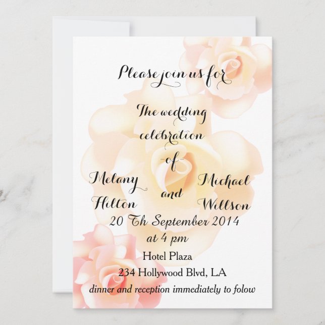 Vintage romantische Rose Hochzeit Einladung (Vorderseite)