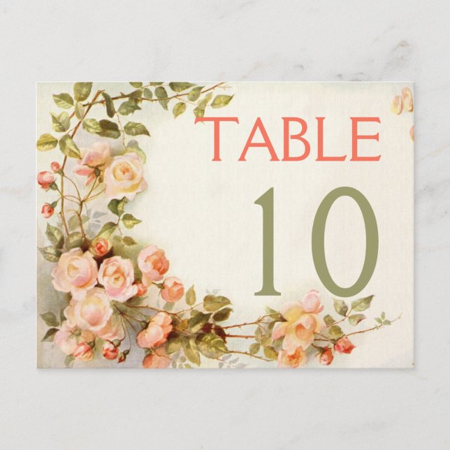 Vintage romantische Rose Hochzeit Tischnummer (Vorderseite)