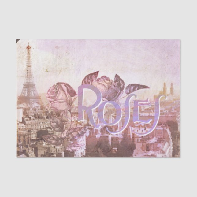 Vintage romantische Rose in Paris - Tissue Paper Seidenpapier (Vorderseite)