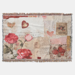 Vintage Romantische Rose-Kollage (3) Decke