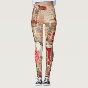 Vintage Romantische Rosen Collage (7) Leggings