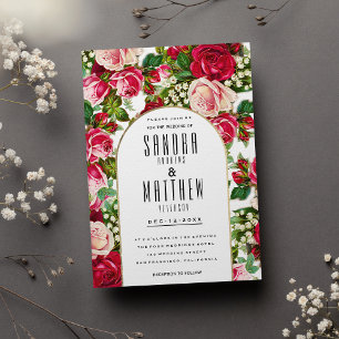 Vintage romantische Rosenblütenhochzeit Einladung