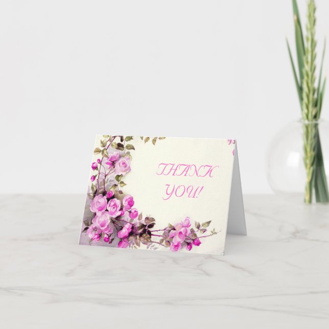 Vintage romantische Rosenhochzeit Danke (Vorderseite)