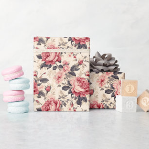 Vintage Romantische Verstaubte Rosenblüten Geschenkpapier