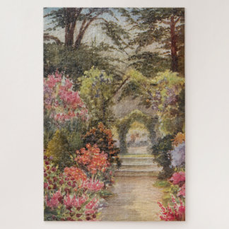 Vintage romantischer Gartenweg im Frühling