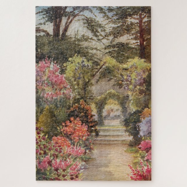 Vintage romantischer Gartenweg im Frühling (Vertikal)