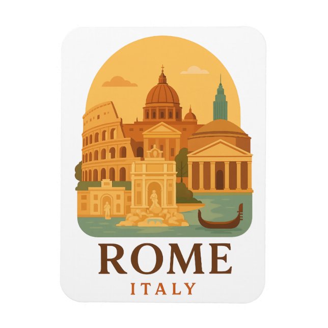 Vintage Rome Colosseum & Pantheon Magnet – Italy (Vertikal)