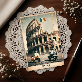Vintage Rome Vespa and Colosseum Postkarte