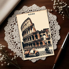 Vintage Rome Vespa and Colosseum Postkarte