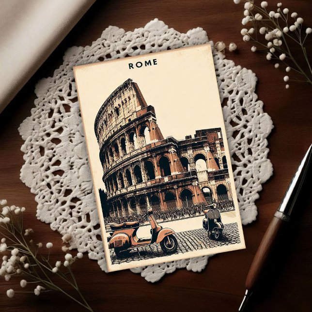 Vintage Rome Vespa and Colosseum Postkarte (Von Creator hochgeladen)