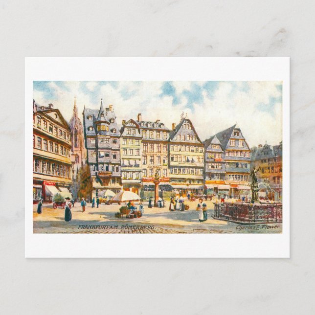 Vintage Römerberg in Frankfurt, Germany Postkarte (Vorderseite)