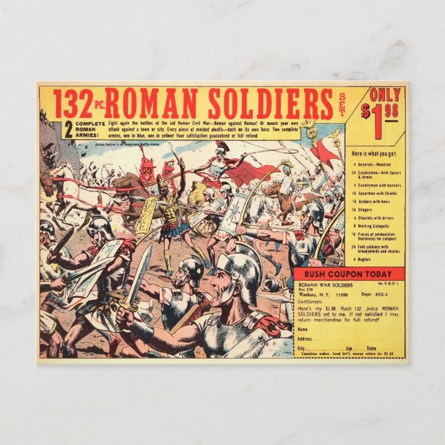 Vintage römische Soldaten und Postkarte (Vorderseite)
