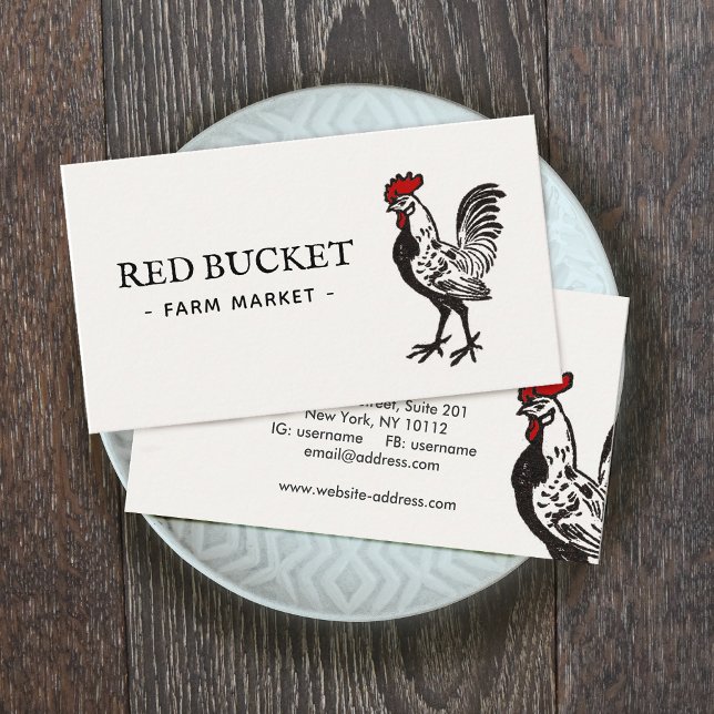 Vintage Rooster Farm Business Card Visitenkarte (Von Creator hochgeladen)