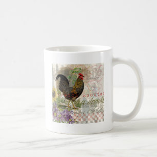 Vintage Rooster French Collage Farm Pet Kaffeetasse