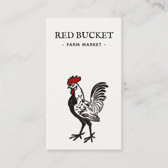 Vintage Rooster-Illustration Rustikale Visitenkart Visitenkarte (Vorderseite)