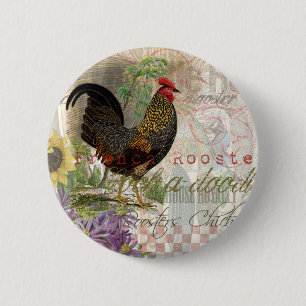 Vintage Rooster-Kunst Button