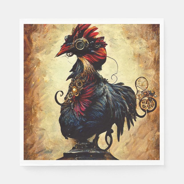 Vintage Rooster Serviette (Vorderseite)